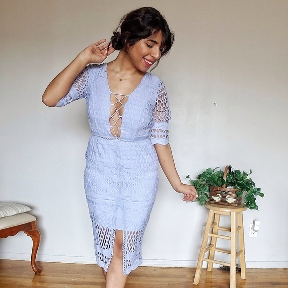 LAST 1| HEAVENLY BLUES CROCHET MIDI DRESS - Picture 3 of 8